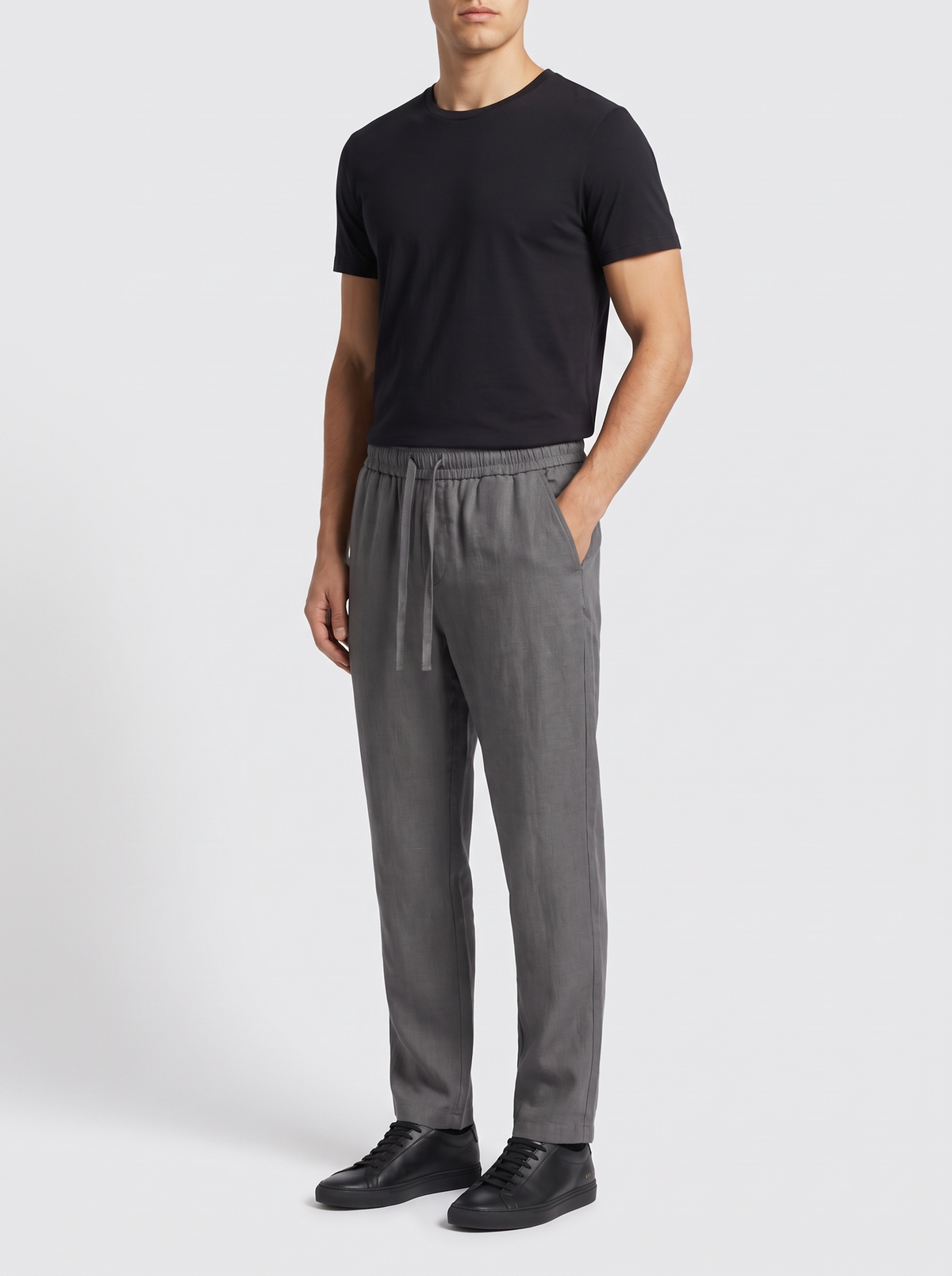 HONEST LINEN // ASA PANTS - CHARCOAL - on model
