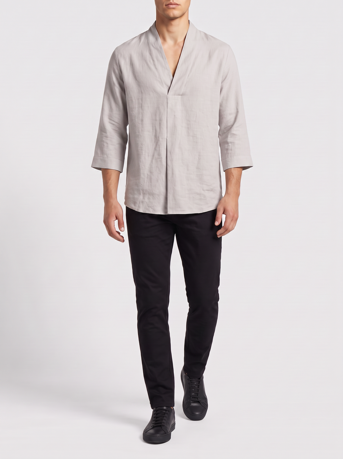 STILL MIND // SHIZUKA SHIRT - LIGHT GRAY - on model