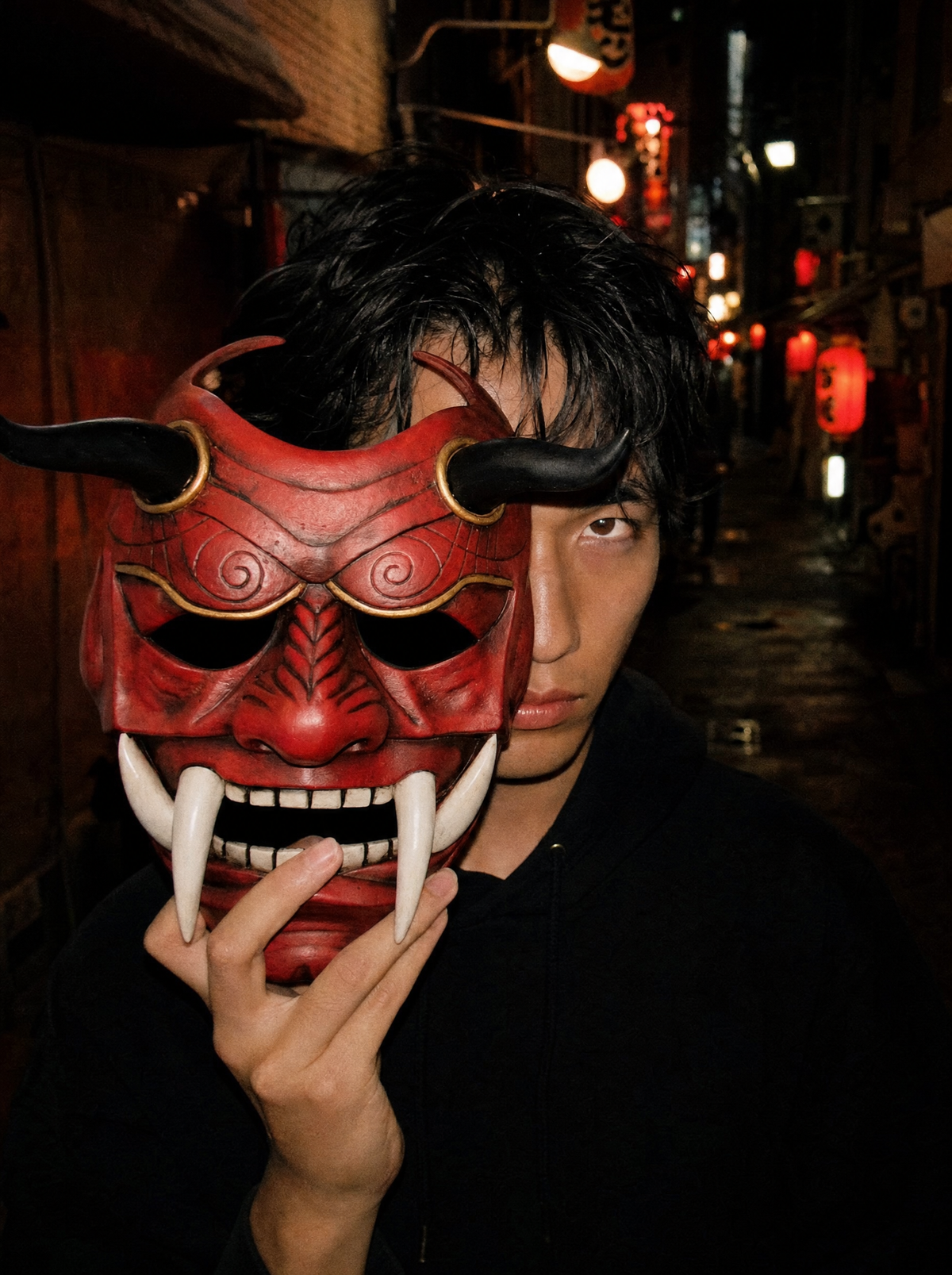 Hannya mask at night in Tokyo