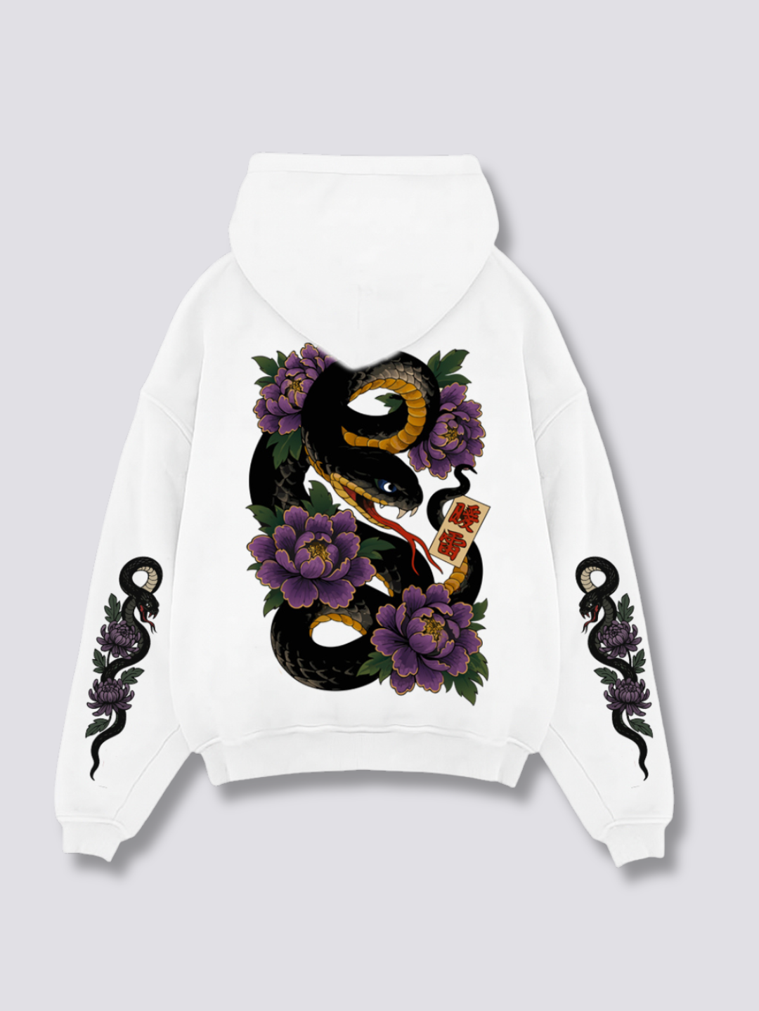 WHITE SERPENT BLOOM // SHIRO HEBI HOODIE