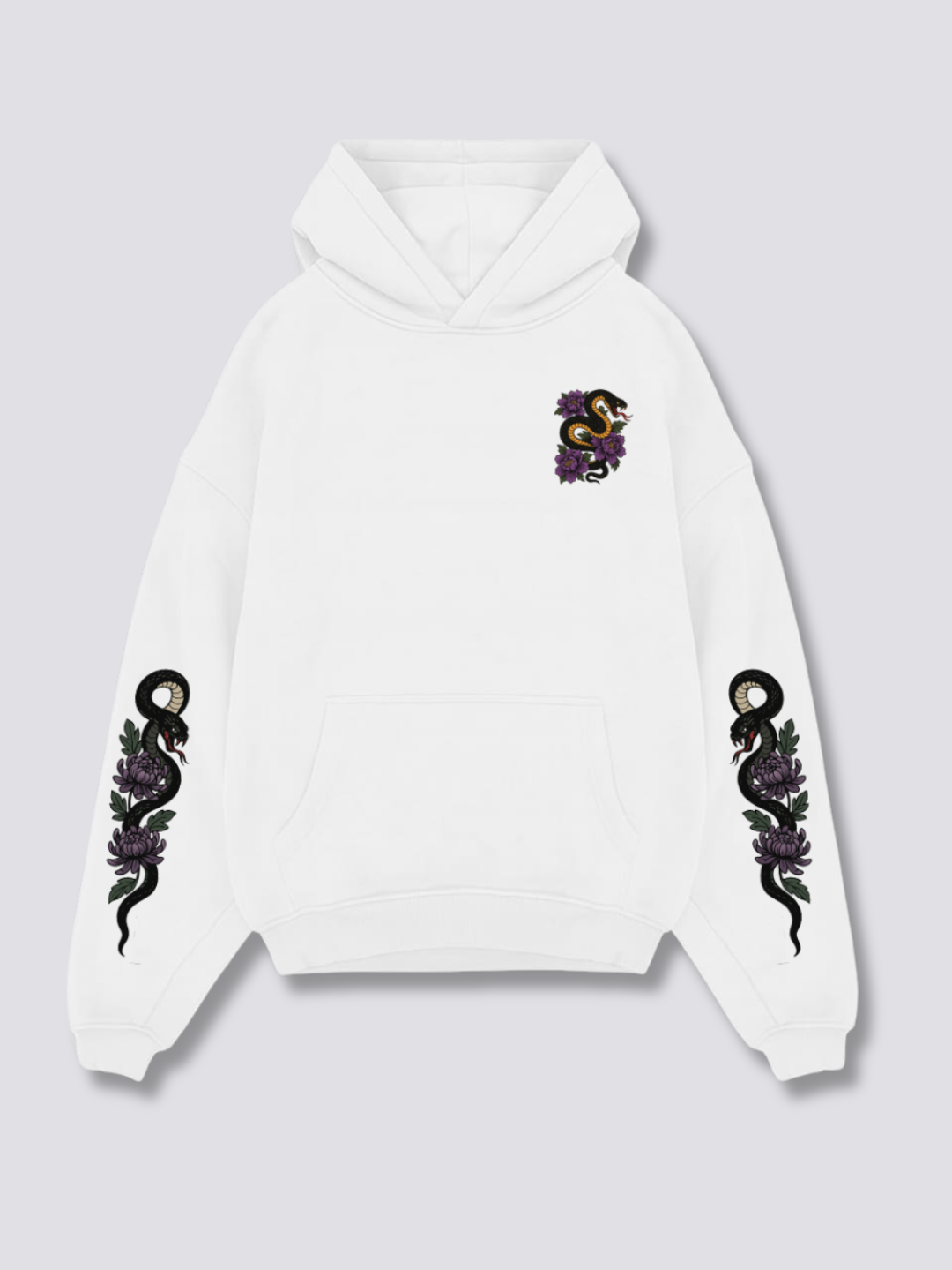 WHITE SERPENT BLOOM // SHIRO HEBI HOODIE