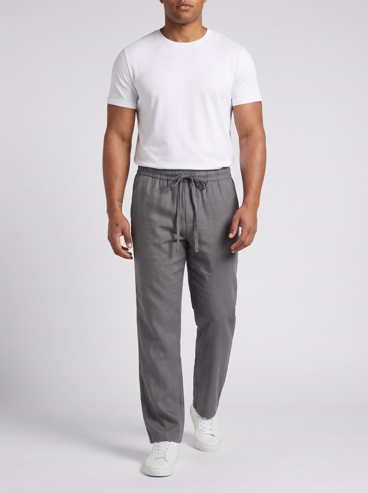 HONEST LINEN // ASA PANTS - CHARCOAL - on model